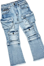 Boys Daker Vintage Beige Hoodie/Stacked Flare Jean Set