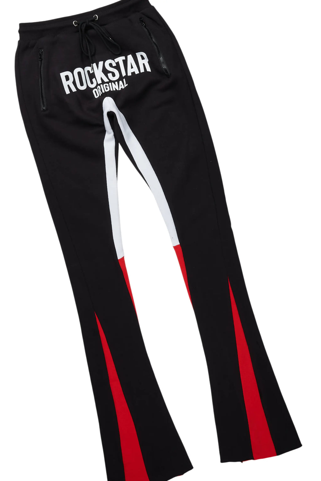 Sana Black/White Hoodie/Stacked Flare Track Pant Set