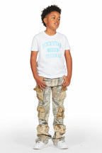 Boys Yves Tree Camo Stacked Flare Cargo Jean