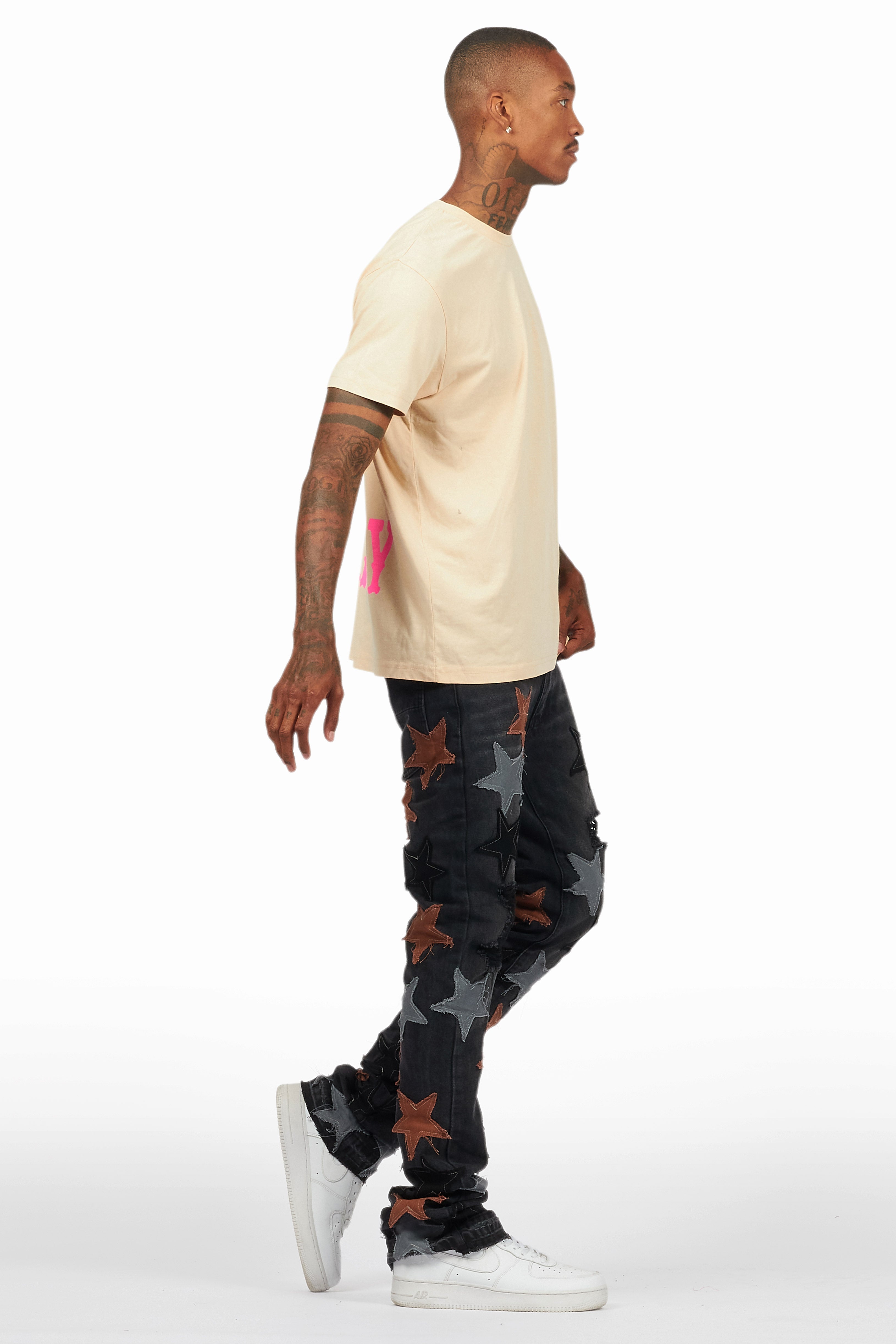 StarLane Dark Grey Stacked Flare Jean