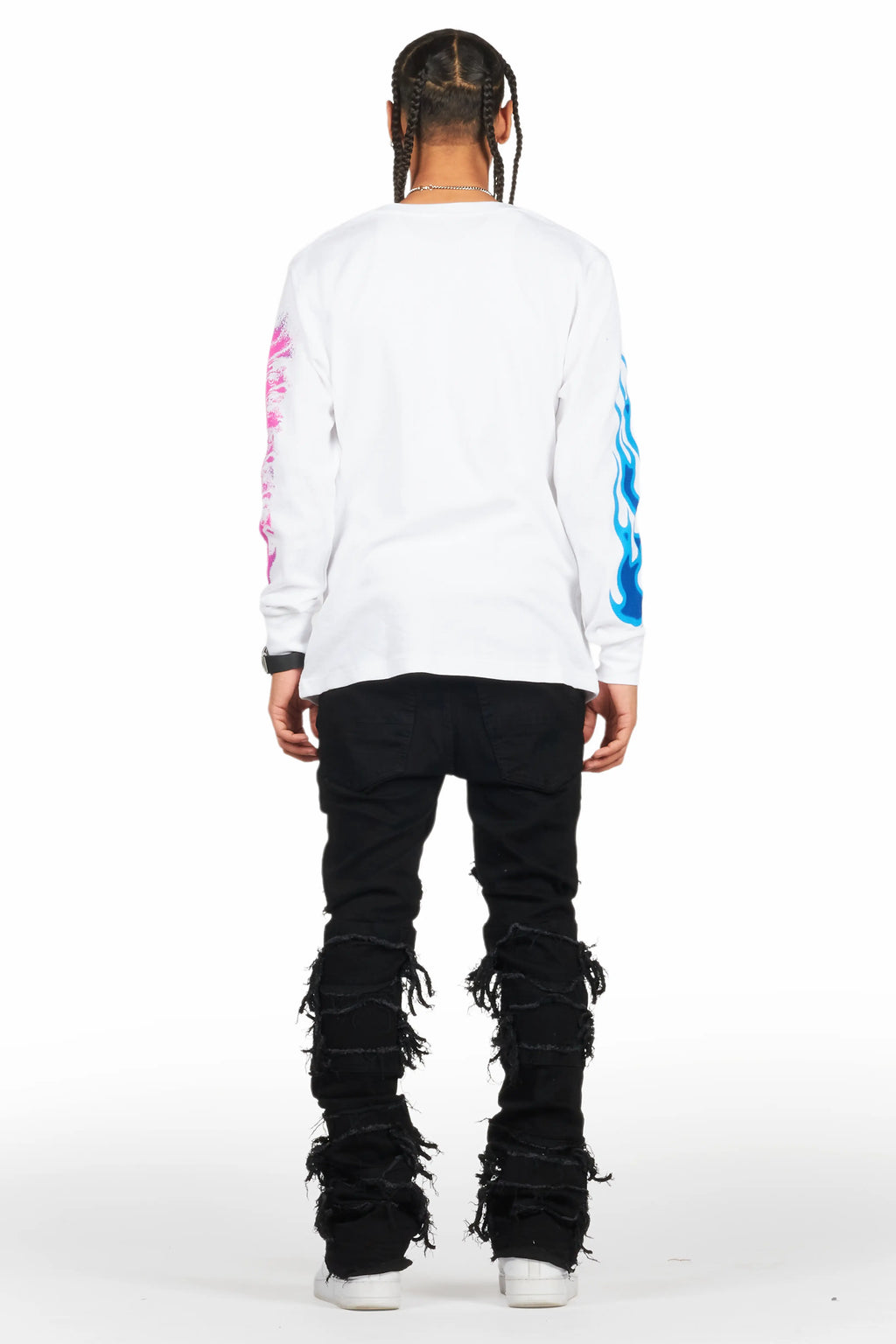 Vasco Jet Black Stacked Flare Jean