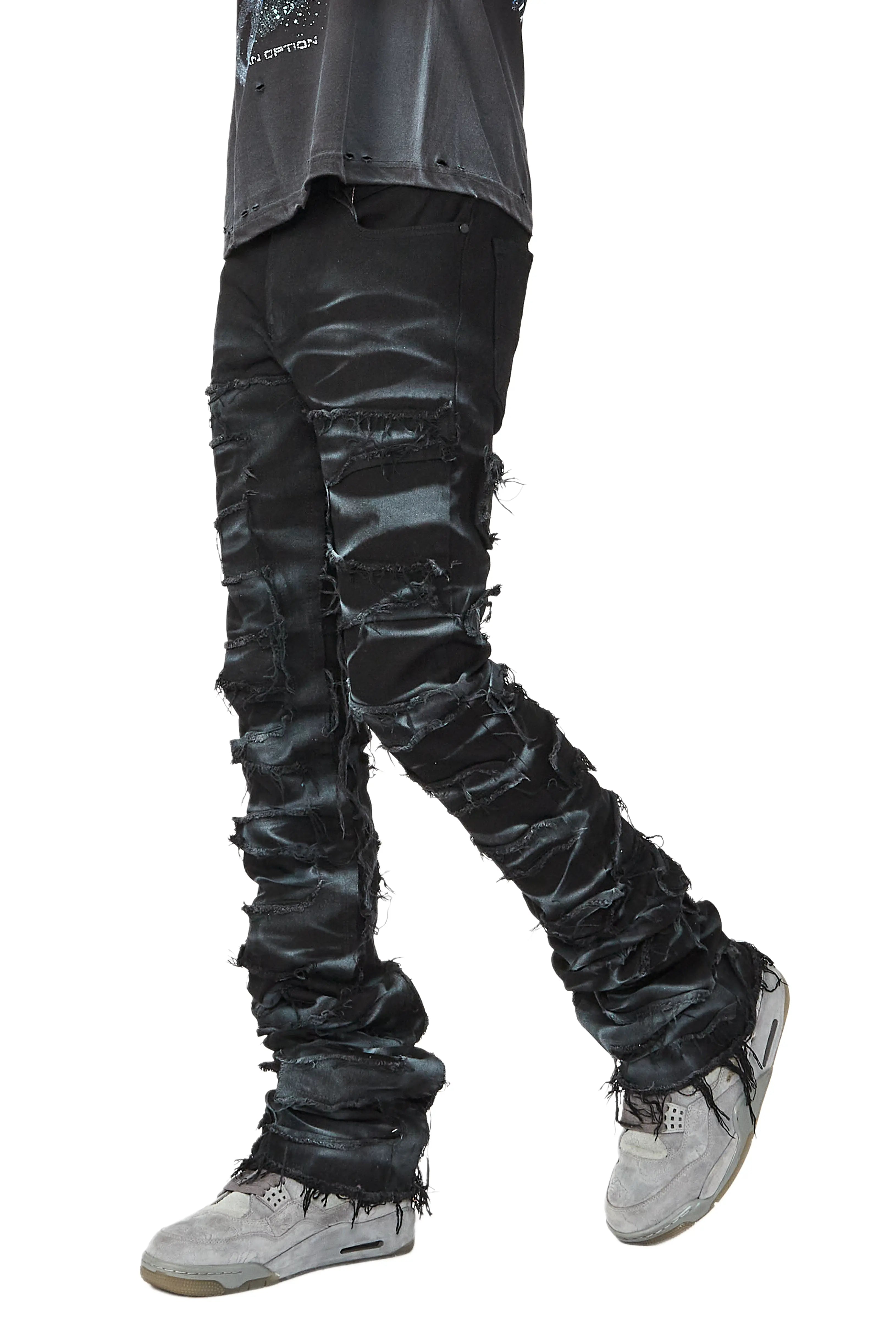 Hayden Black Super Stacked Flare Jean