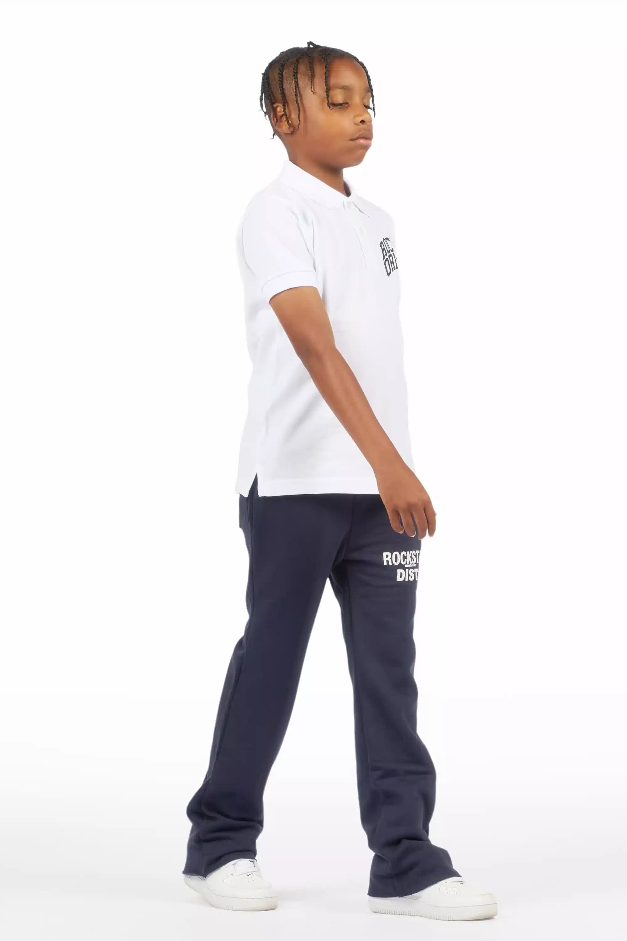 Boys Alpine Navy Stacked Trackpant