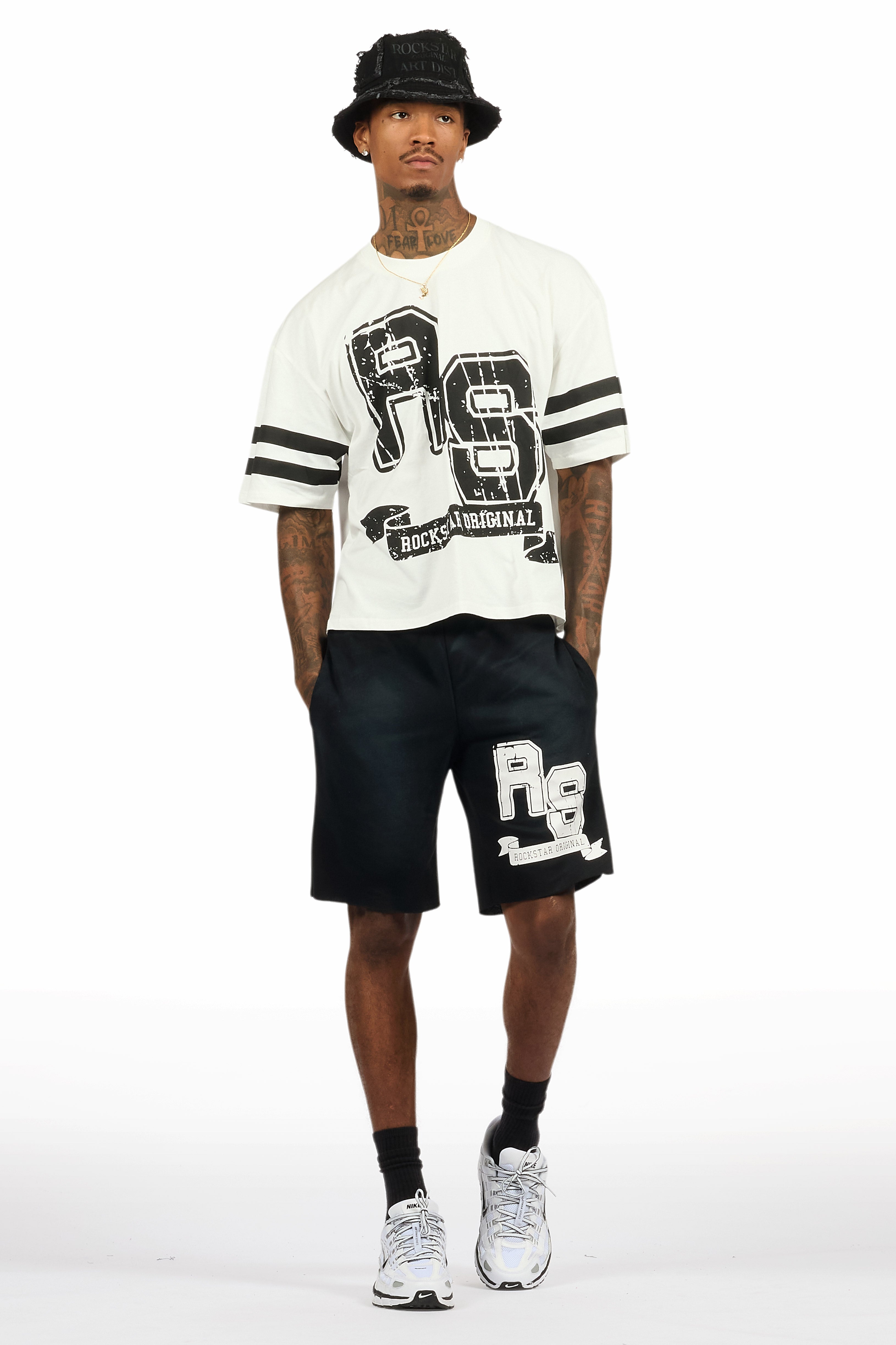 Alik White/Black Crop Boxy Tee Short Set