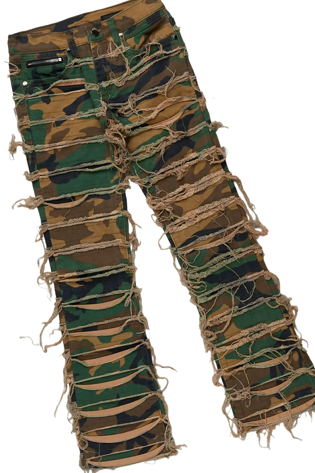 Girls Amelia Black/Camo T-Shirt/Stacked Flare Jean Set