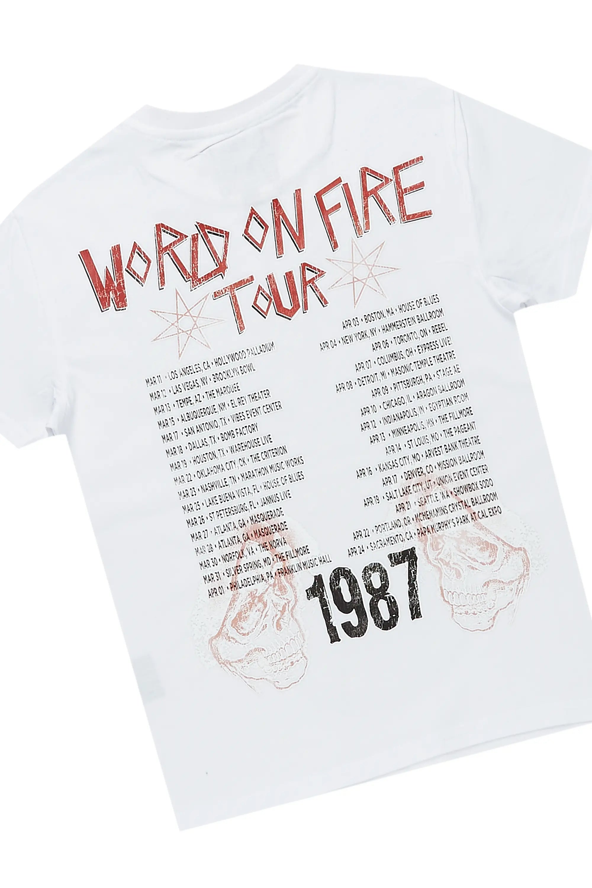 Boys Barrett Camo/White T-Shirt/Stacked Flare Jean Set