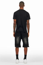 Kalix Black T-Shirt/Denim Short Set