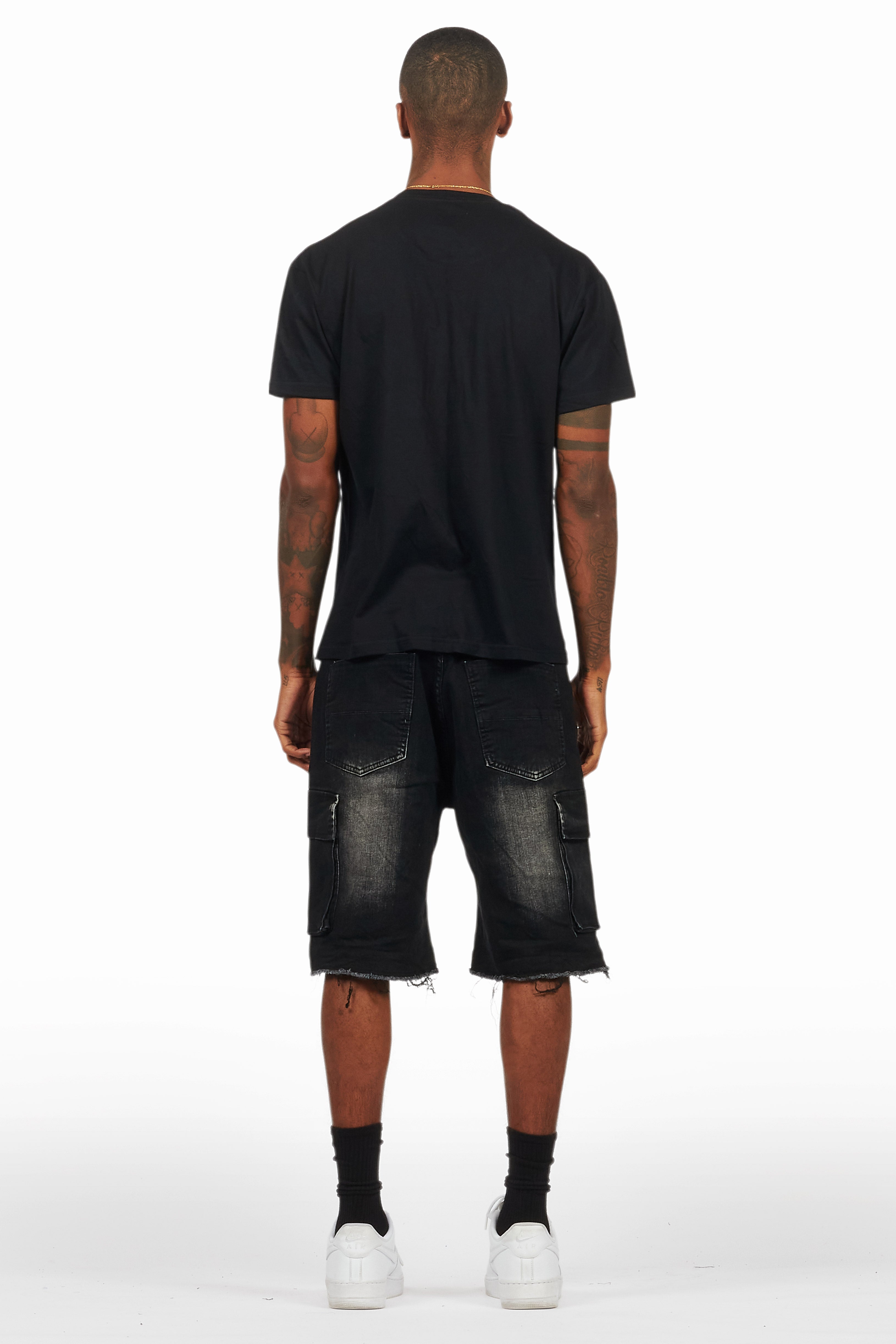 Kalix Black T-Shirt/Denim Short Set