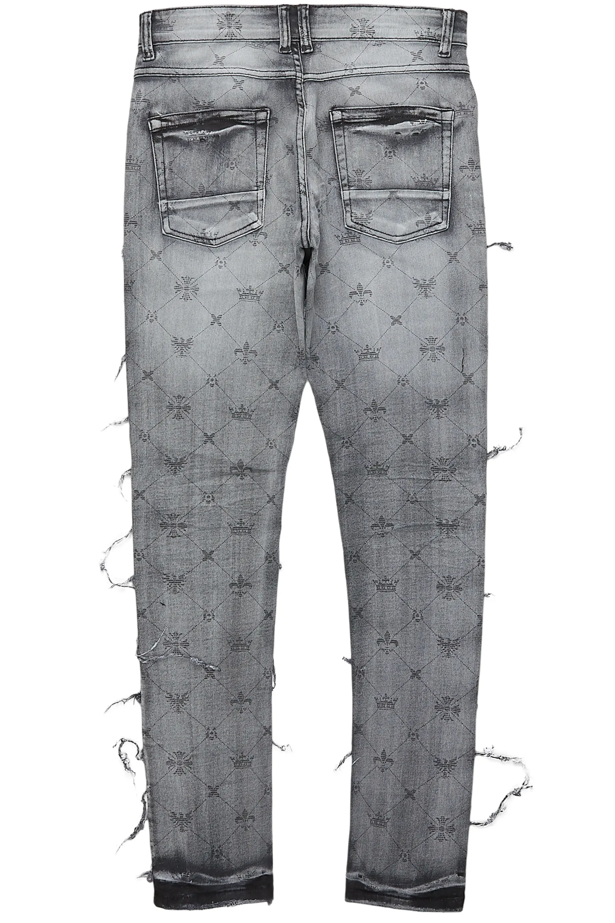 Pasha Black Wash Slim Fit Frayed Jean