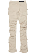 Gentry Light Beige Stacked Flare Jean