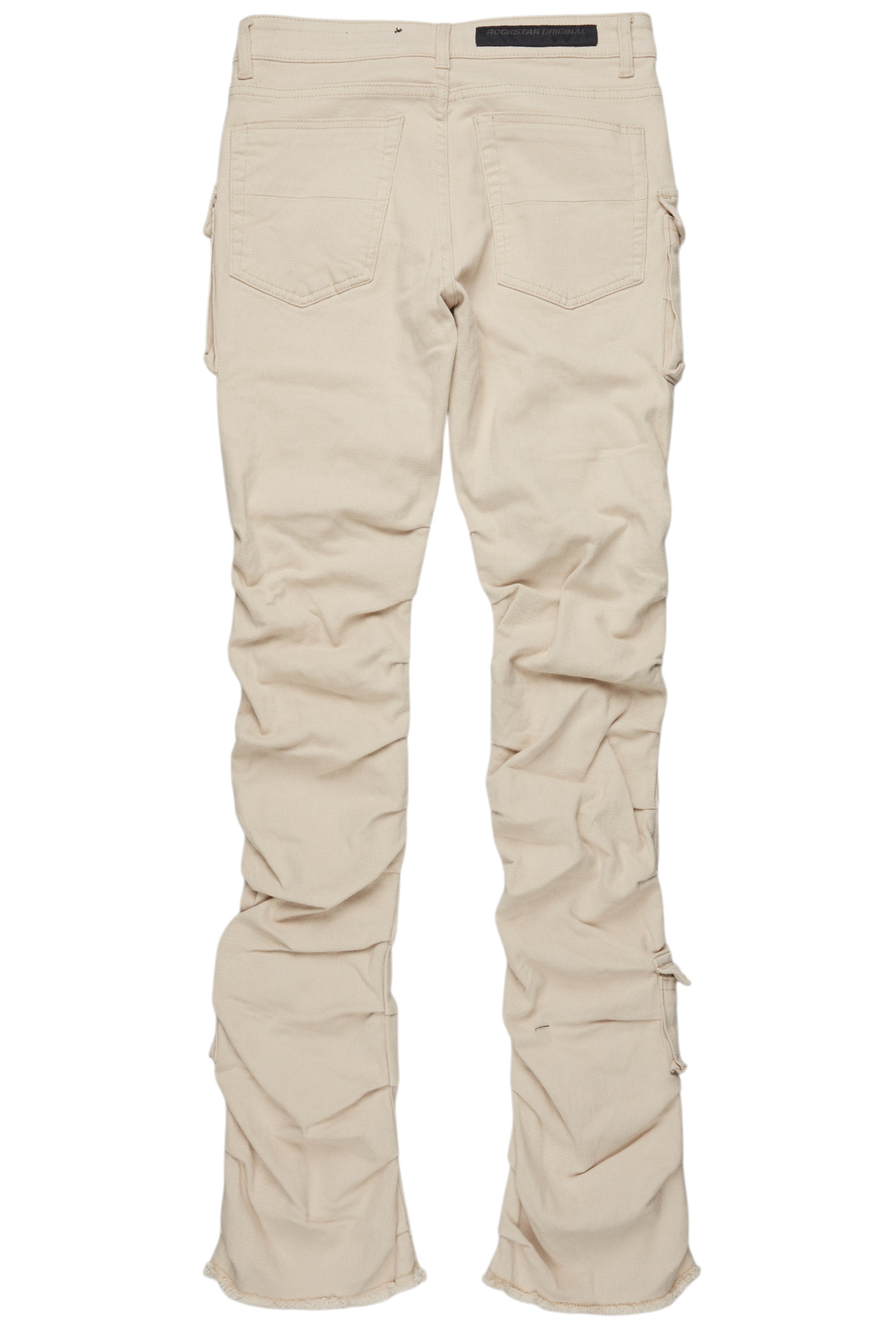 Gentry Light Beige Stacked Flare Jean