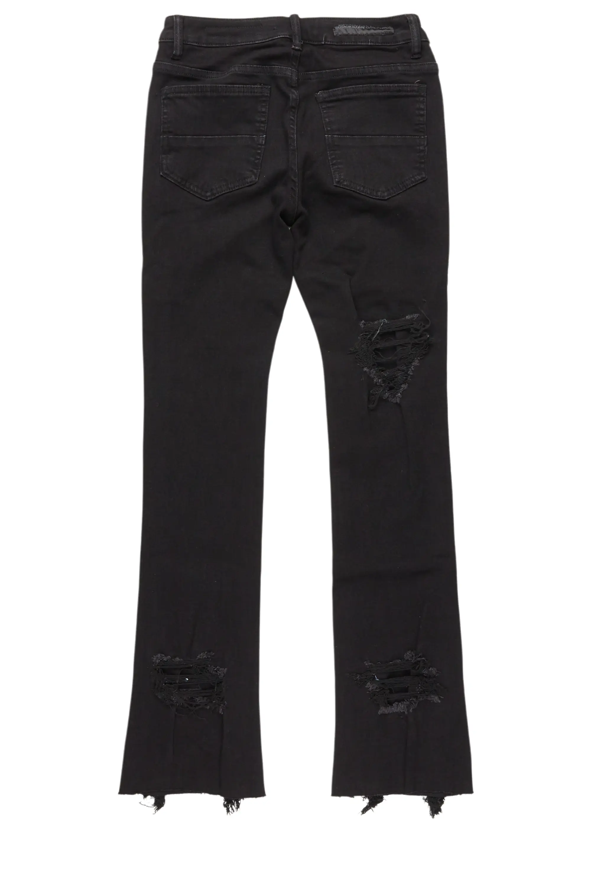 Boys Fateh Jet Black  Stacked Flare Jean