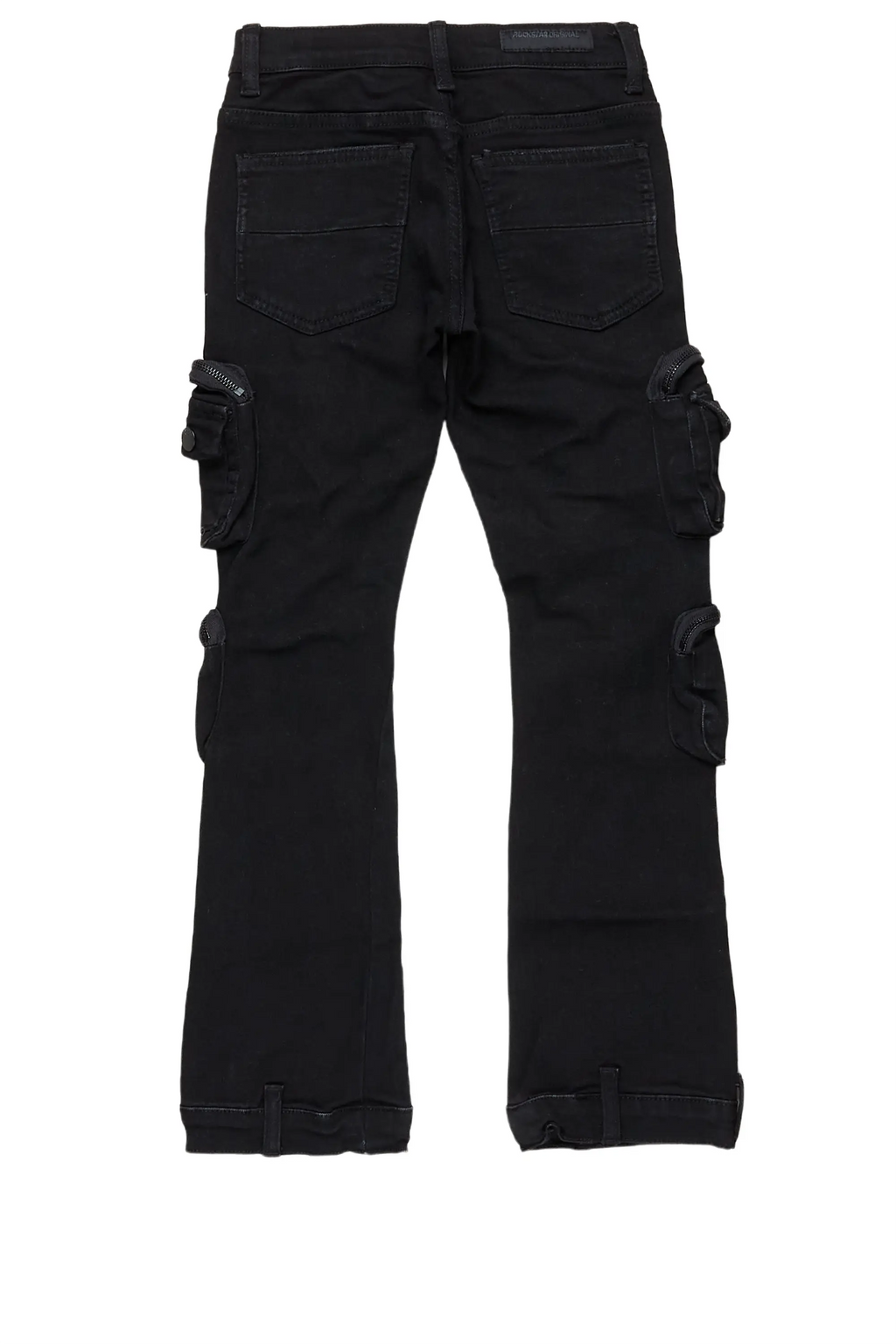 Girls Alisson Black Stacked Flare Jean