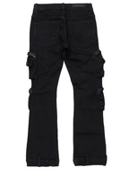 Girls Alisson Black Stacked Flare Jean