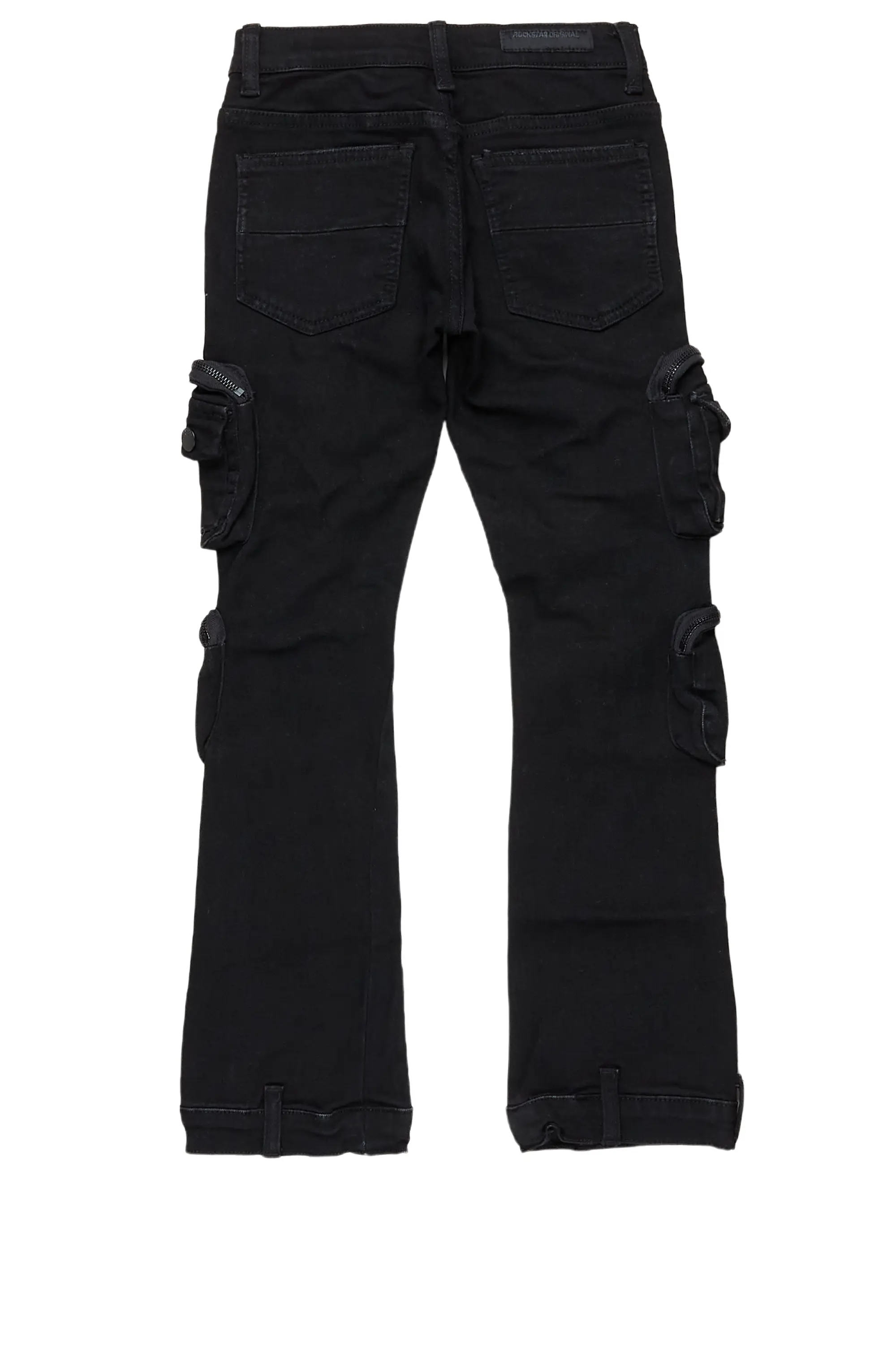 Girls Alisson Black Stacked Flare Jean