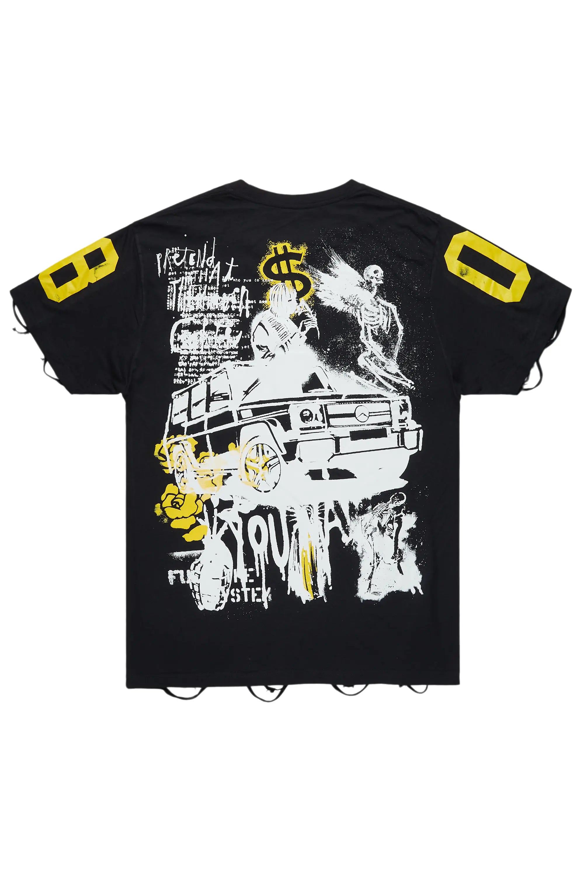 Grill Black/Yellow Graphic Oversized T-Shirt