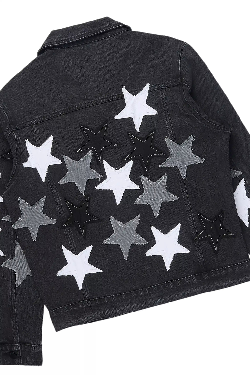 Starlane Jet Black Denim Jacket/Stacked Flare Jean Set