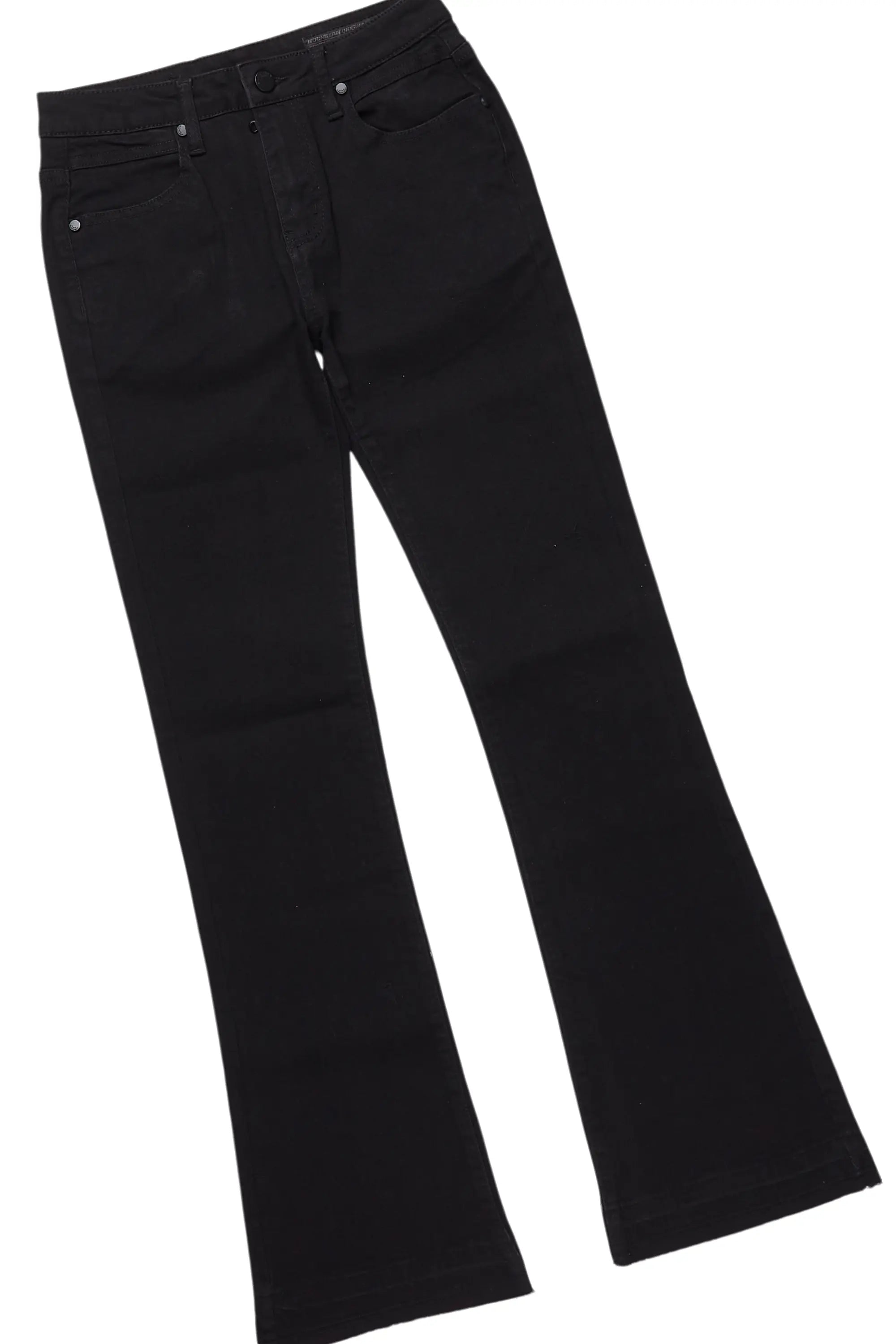 Boys Sana Black T-Shirt/Dag Stacked Flare Jean Set