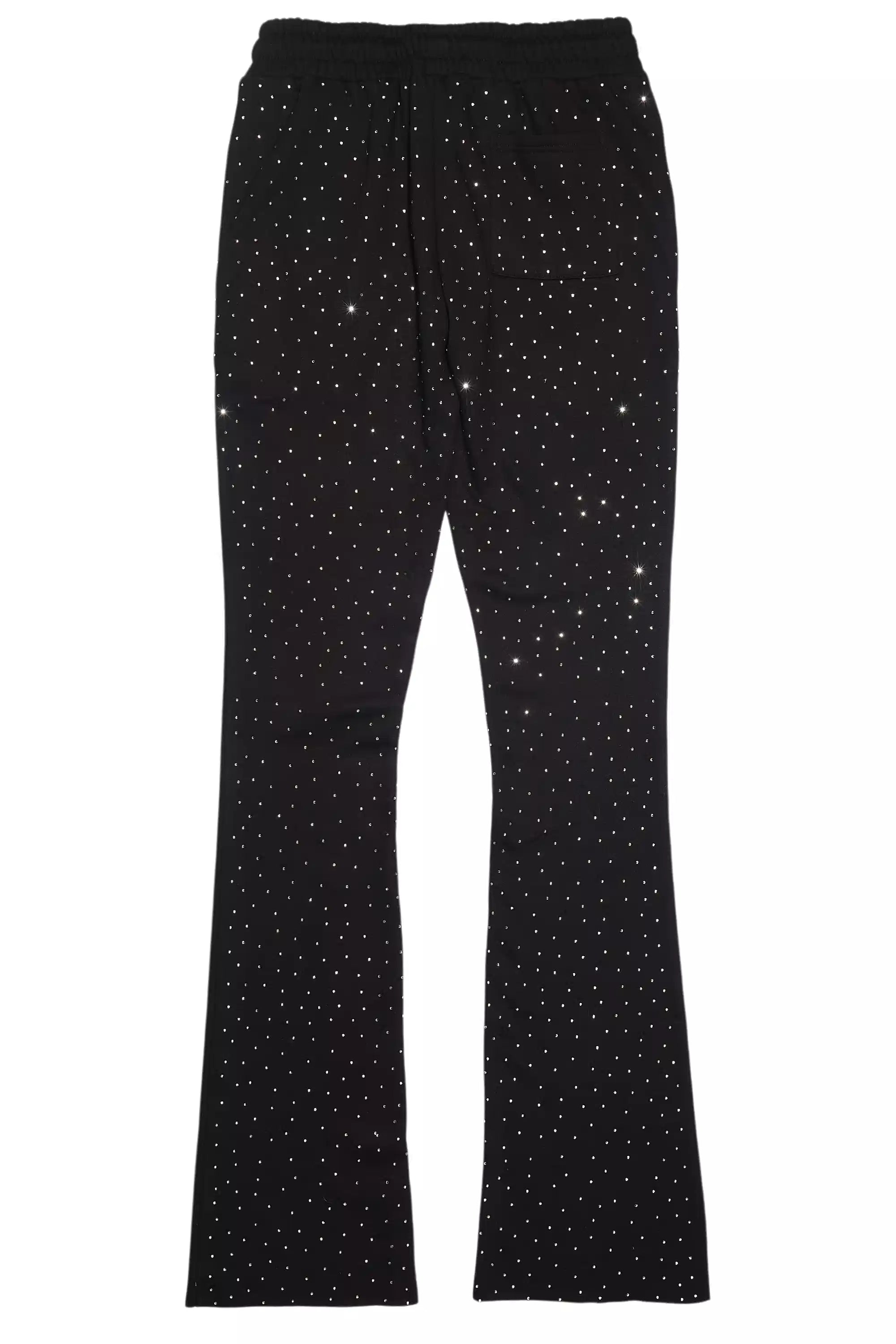 Alpine Rhinestone Black Stacked Flare Pant