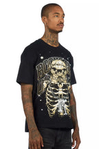 Krock Black Graphic Rhinestone T-Shirt