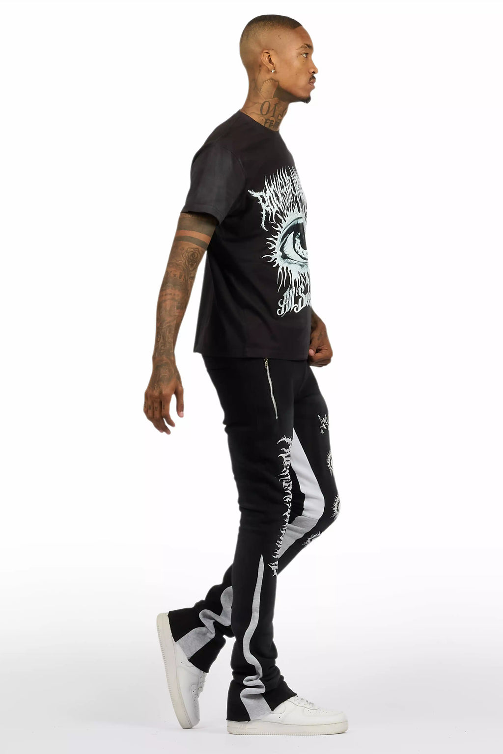 All Seeing Eyes Black T-Shirt/Stacked Flare Track Set