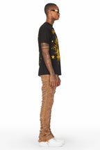 Conrad Beige Stacked Flare Jean