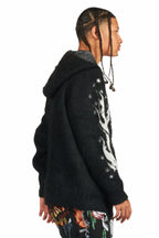 Raymond Black Graphic Knitted Mohair Hoodie