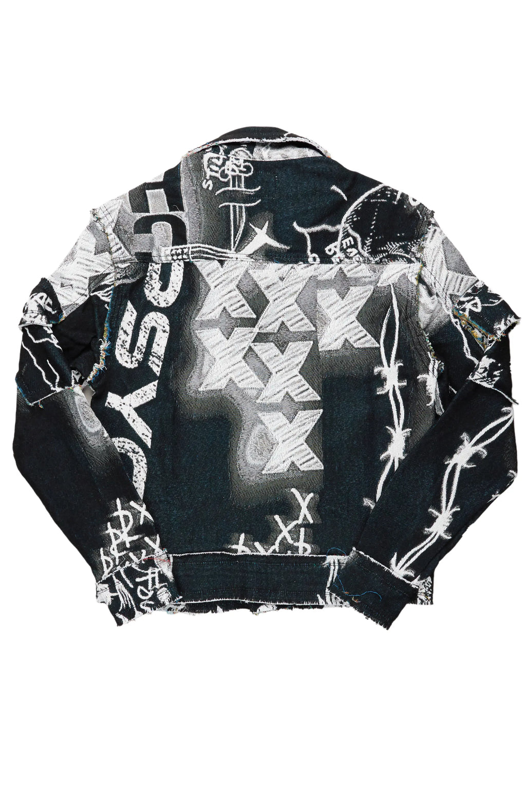 Zane Black/White Tapestry Trucker Jacket