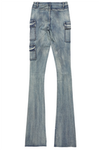 Deaisha Tinted Dark Wash Painted Super Stacked Jean