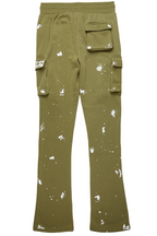 Radko Olive Stacked Flare Cargo Pants