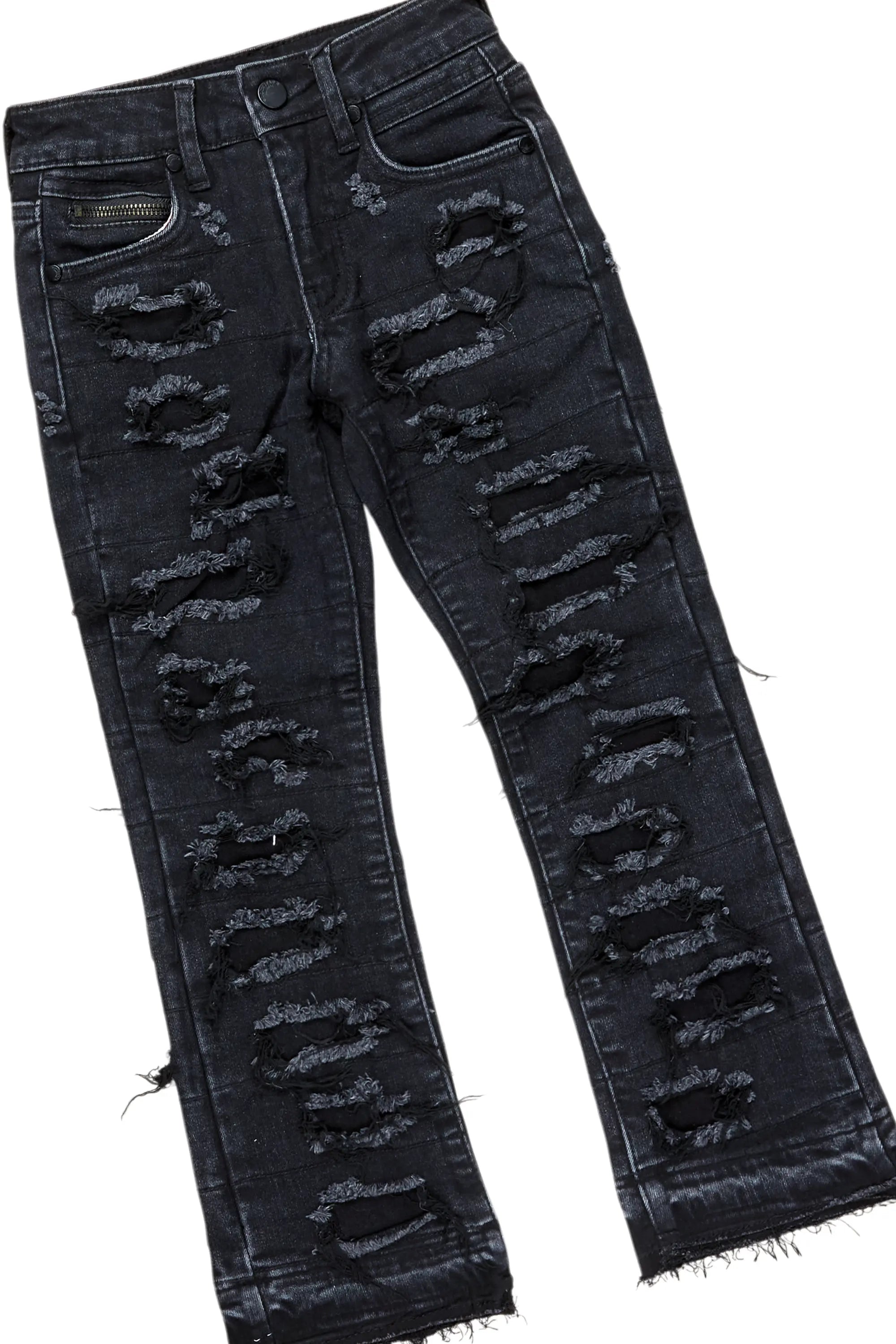 Boys Daley Vintage Grey Hoodie/Stacked Flare Jean Set