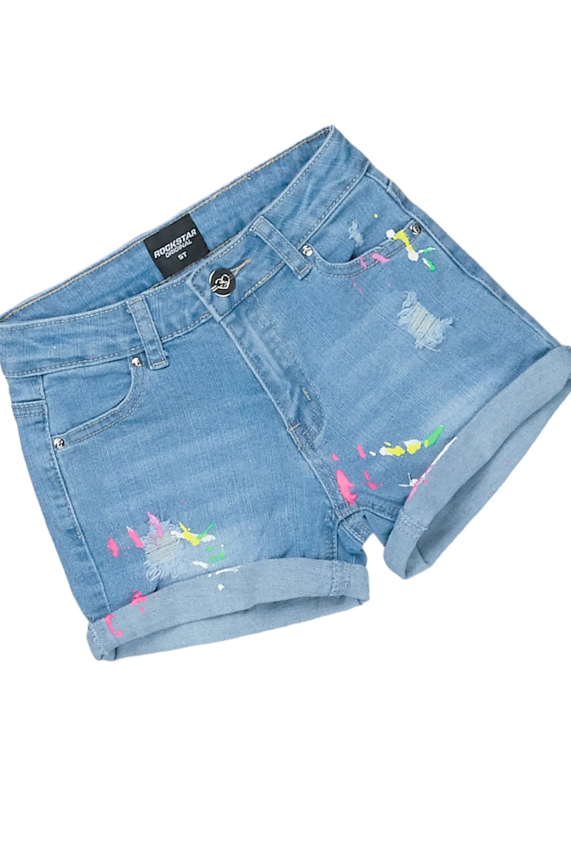Girls Laila Blue T-Shirt/Denim Short Set