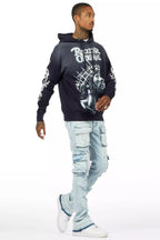 Zaid Blue Stacked Flare Jean