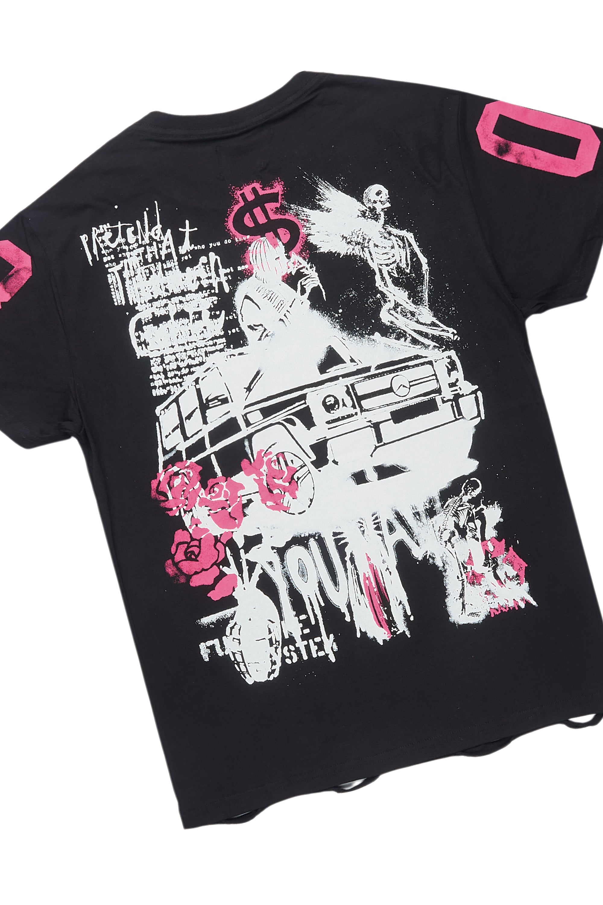 Grill Black T-Shirt/Stacked Flare Cargo Jean