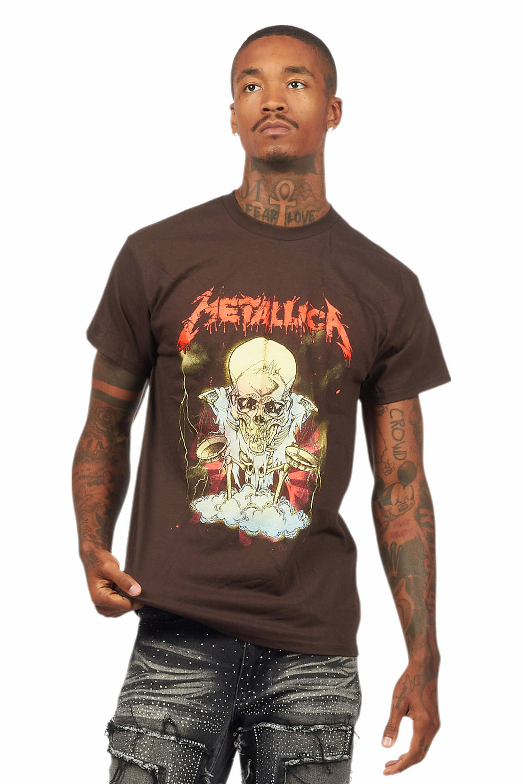 Metallica Skull Brown/Red Graphic T-Shirt