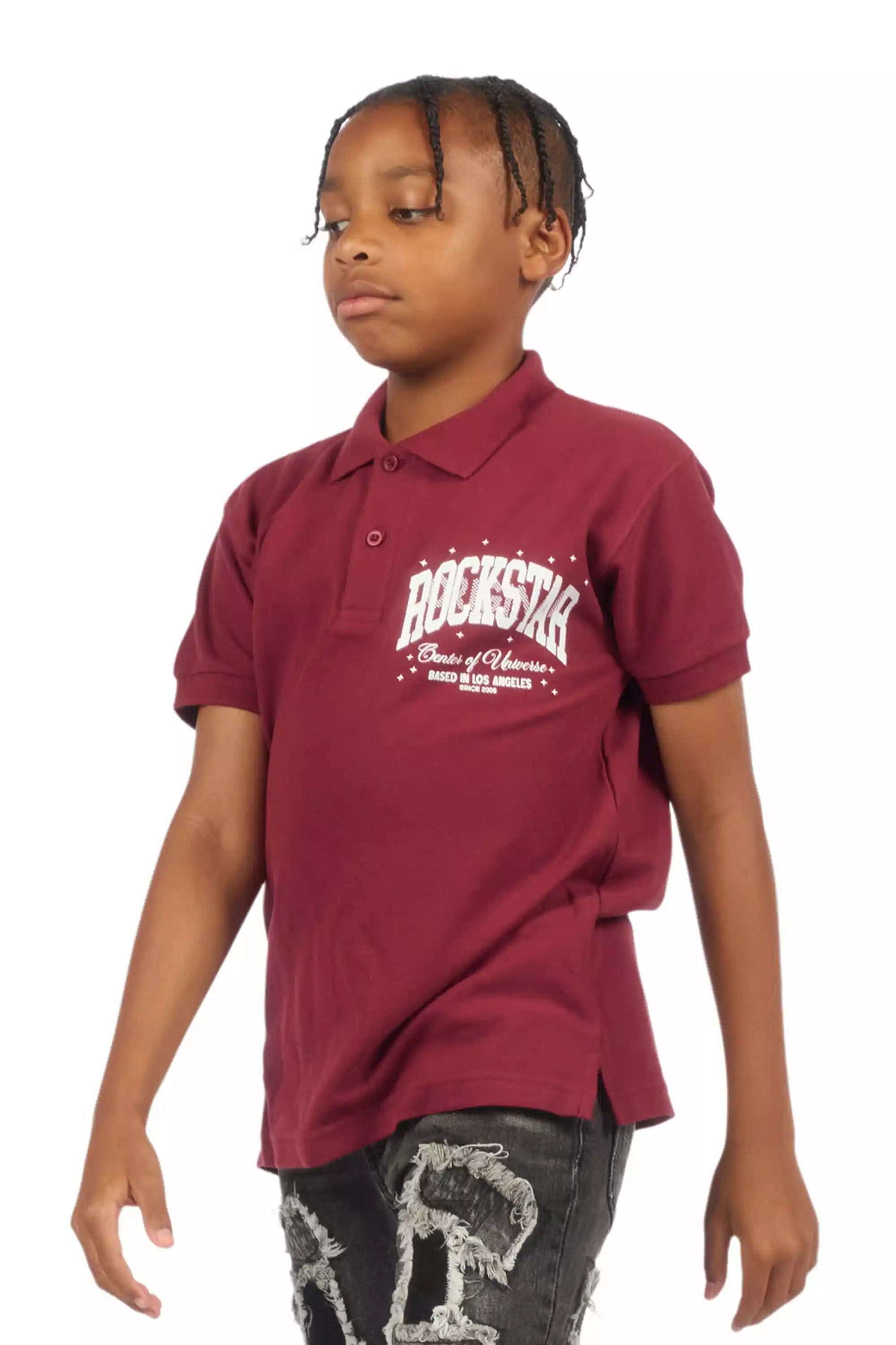Boys Ruffo Burgundy/White Polo