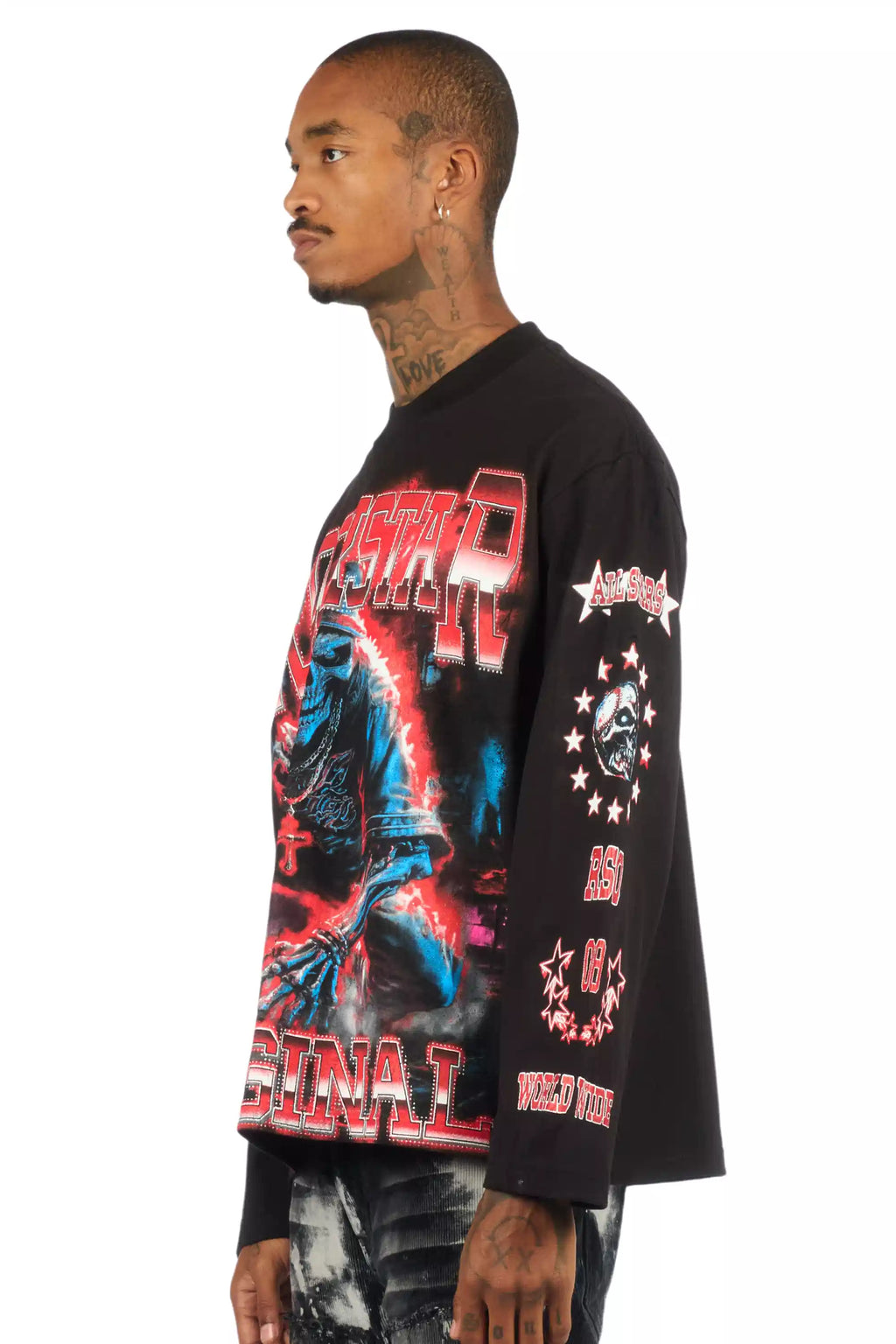 Marxe Black/Red Long Sleeve Graphic T-Shirt