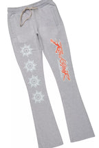 Yash Charcoal Grey T-Shirt/Stacked Flare Track Pant Set