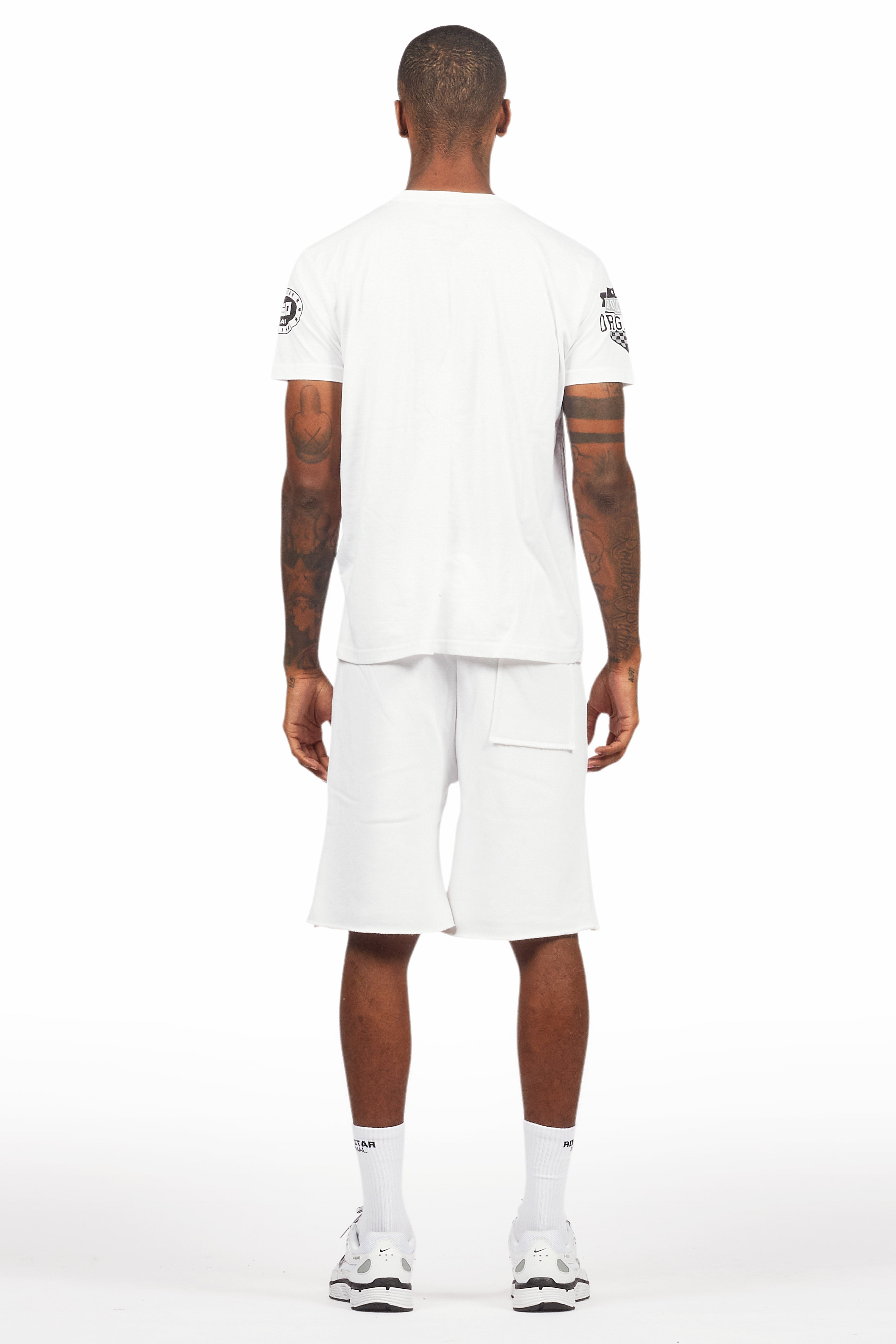 Amos White T-Shirt/Raw Edge Short Set