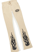 Amos White/Beige Double Layer T-Shirt/Stacked Baggy Pant Set