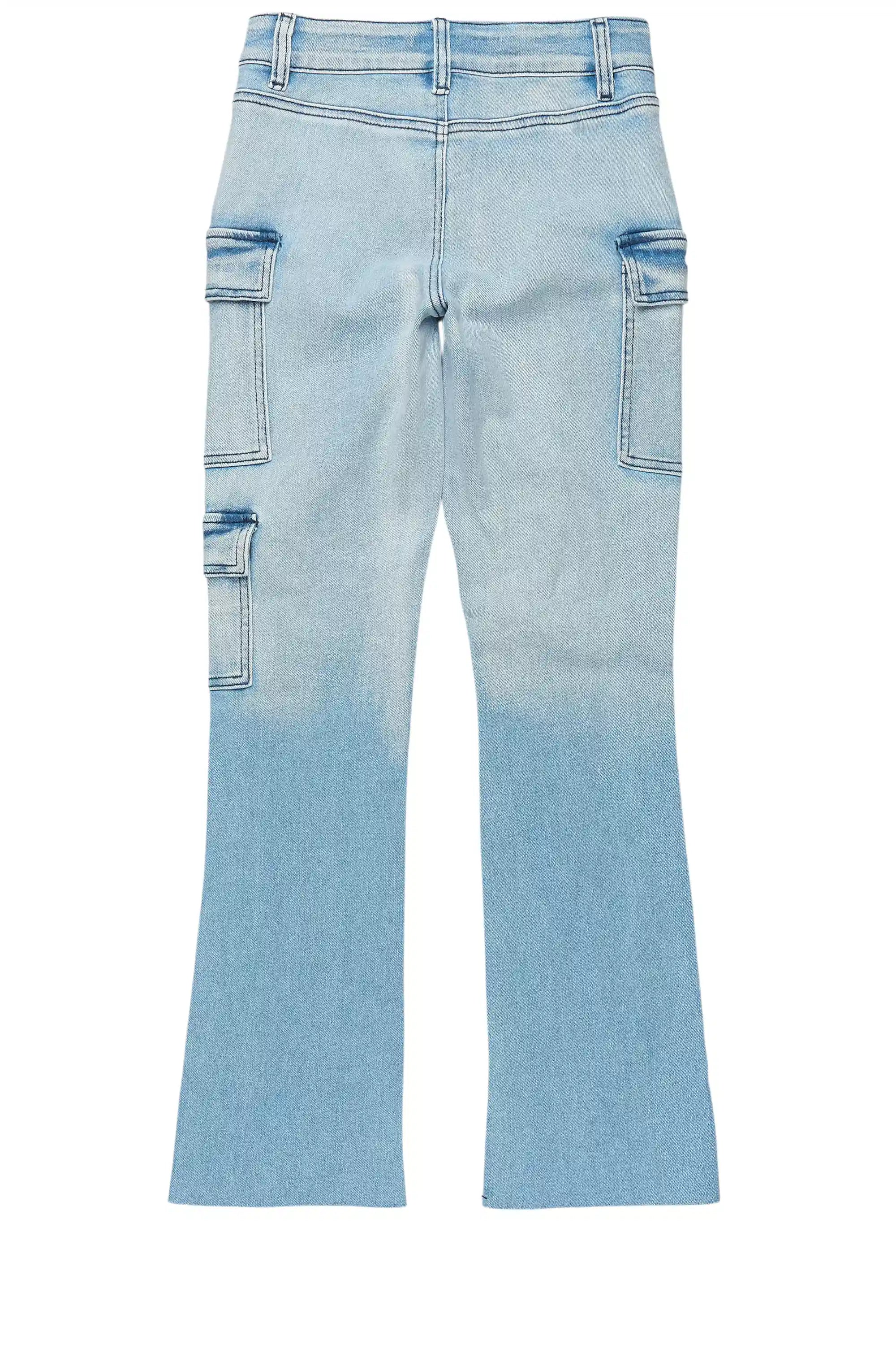 Girls Vixen Light Wash Distressed Stacked Jean