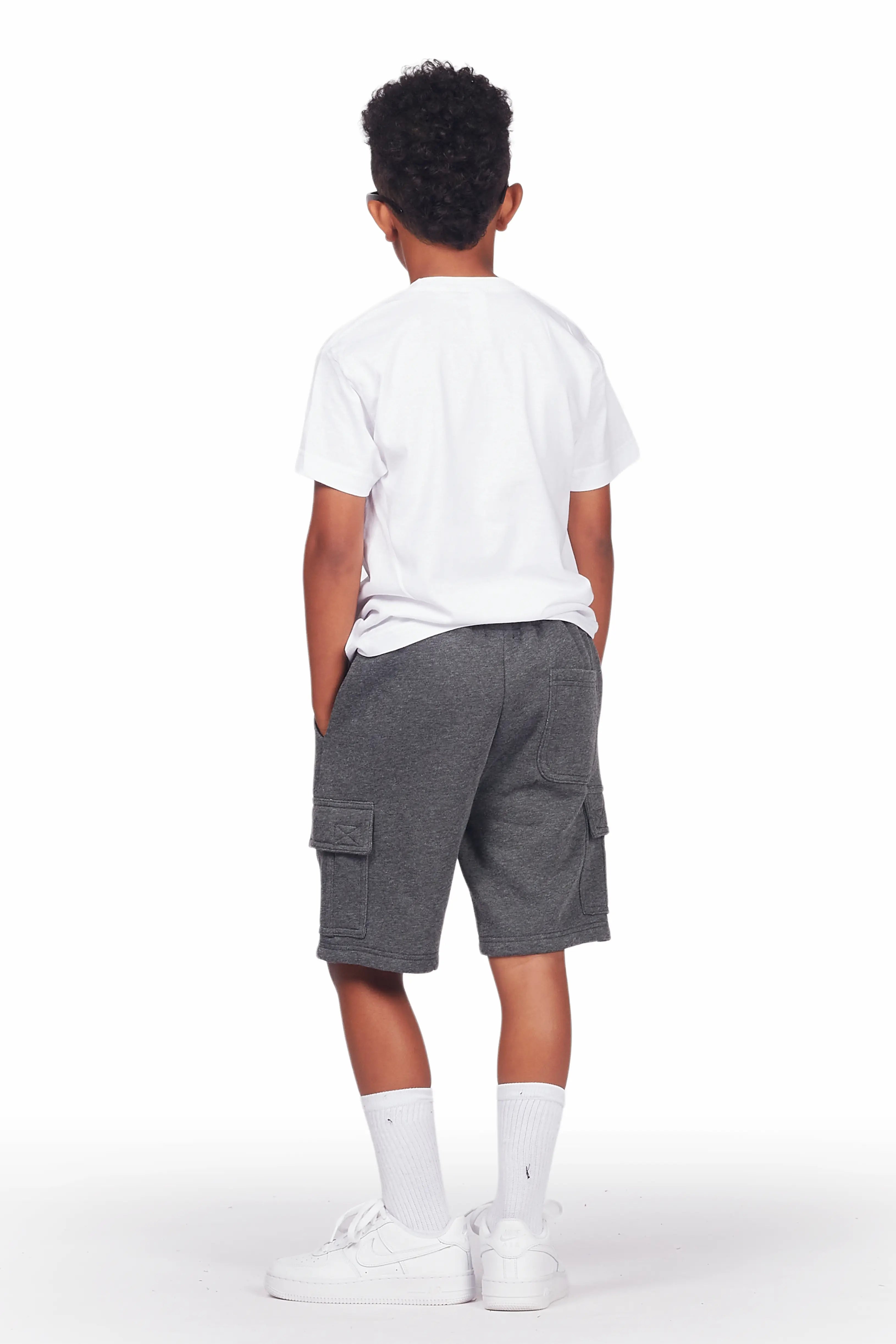 Boys Sana White/Grey T-Shirt Cargo Short Set
