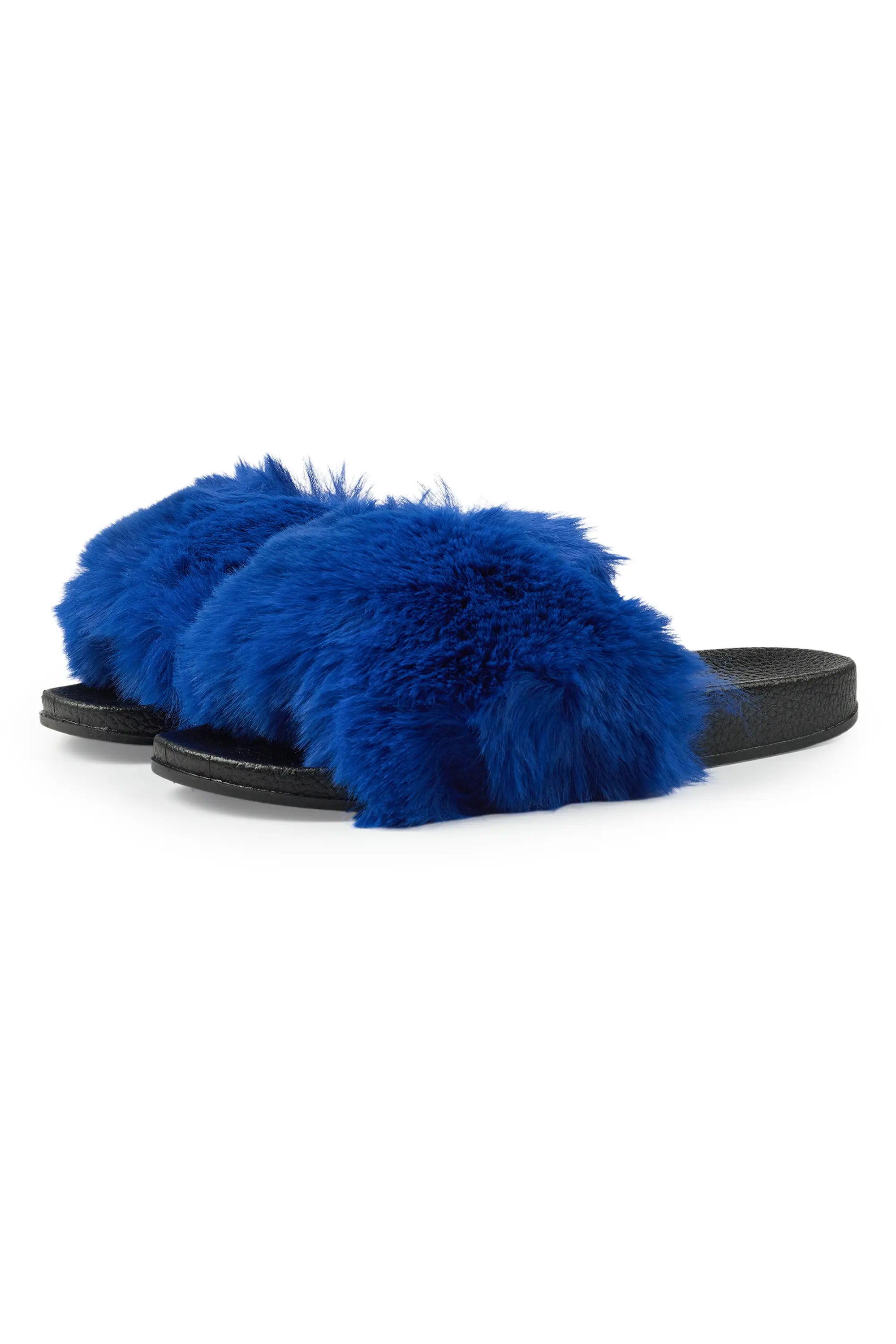 Tatyana Royal Blue Fur Slides