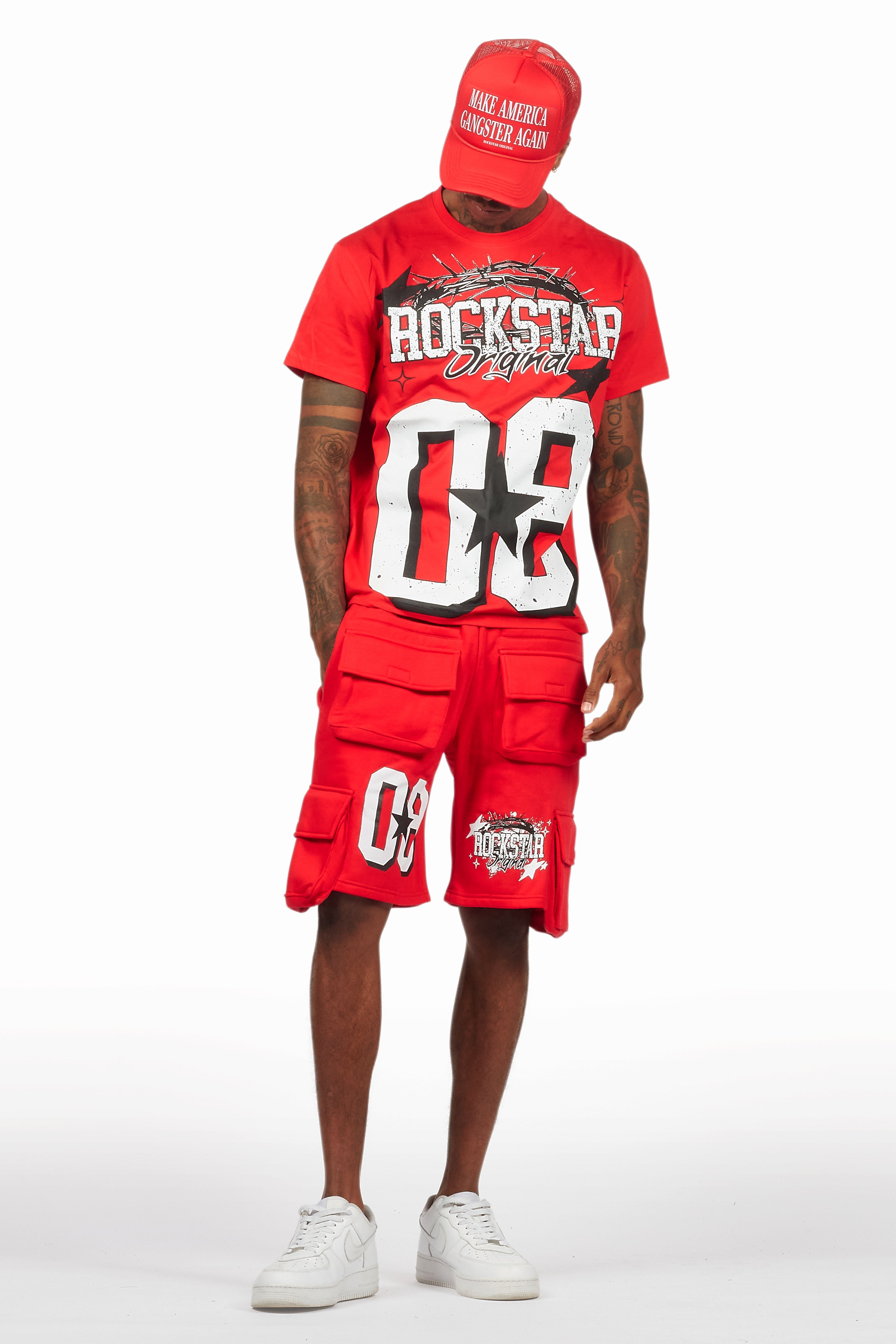 AllStar Red/White T-Shirt Cargo Short Set