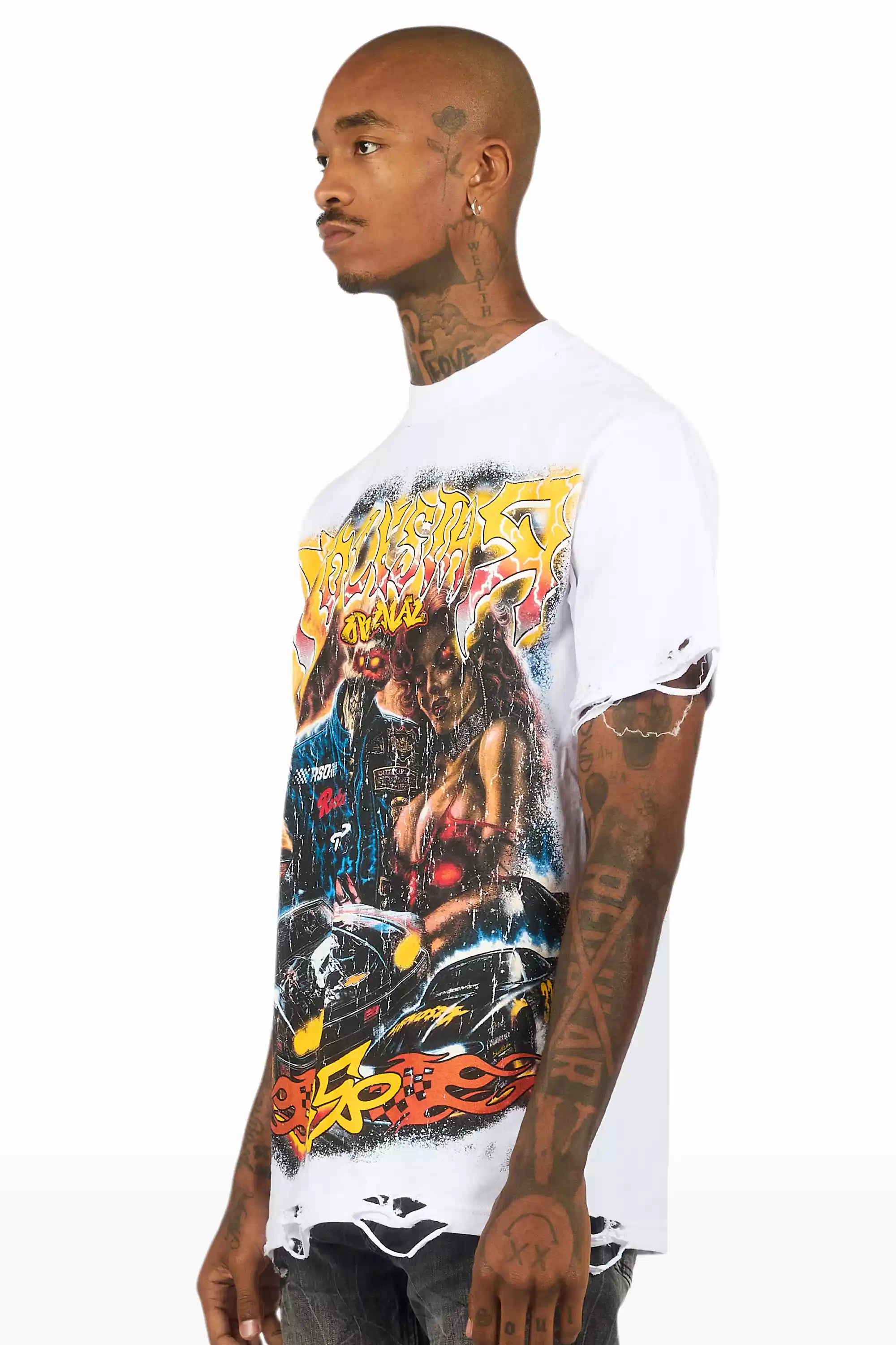 Daxton White/Multi Oversized Graphic T-Shirt