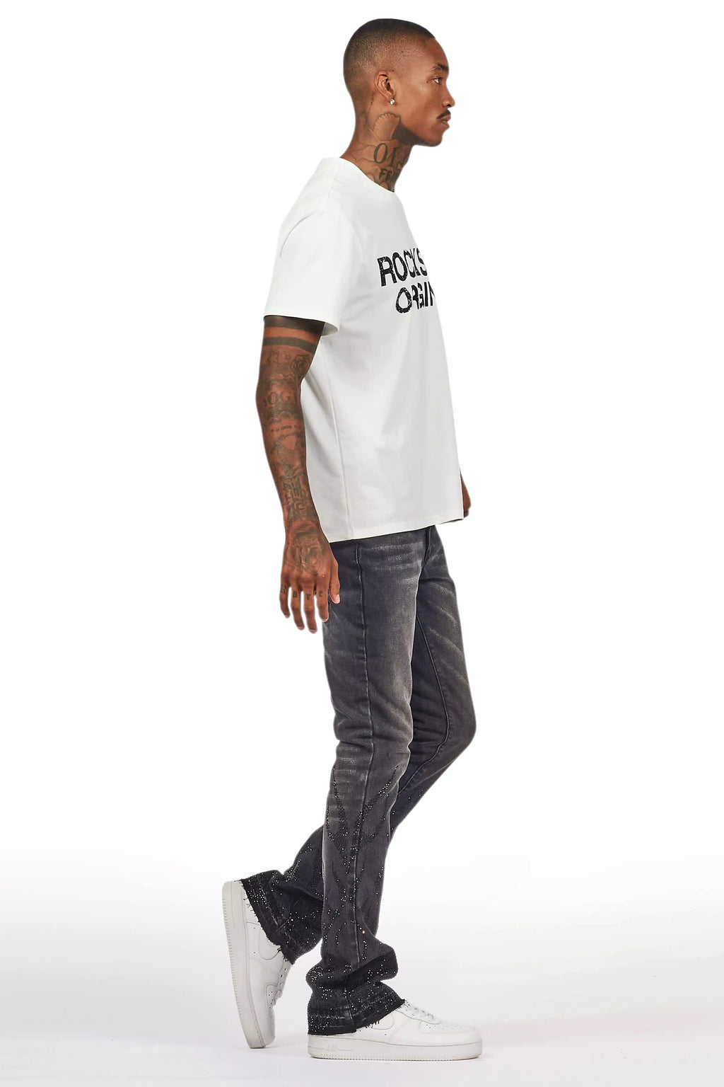 Machete Dark Grey Stacked Flare Jean