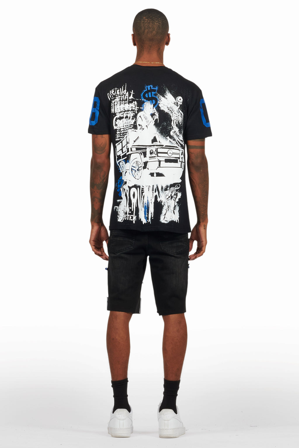 Grill Black/Blue T-Shirt/Denim Short Set