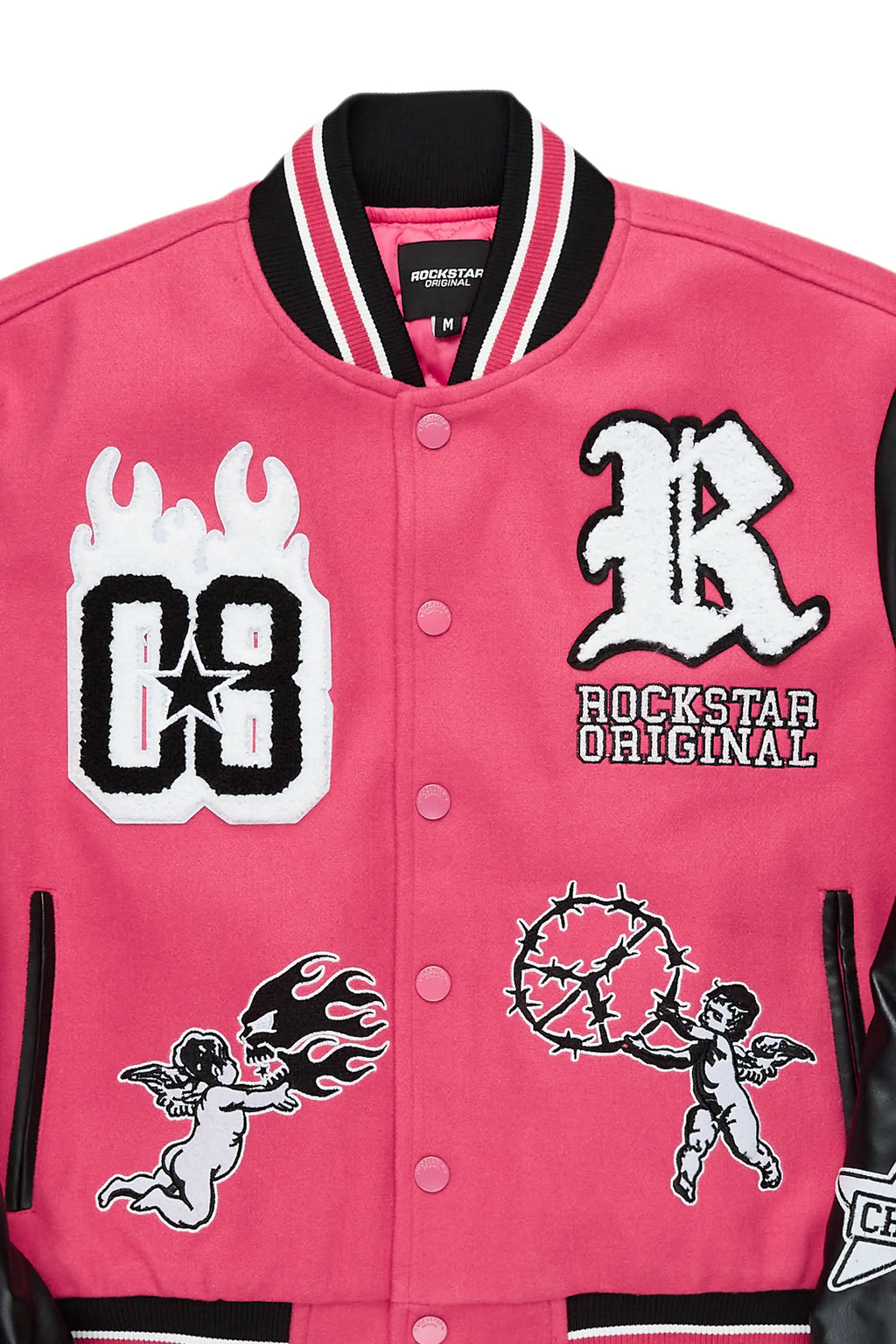 Sharray Fuchsia Oversized Varsity Jacket