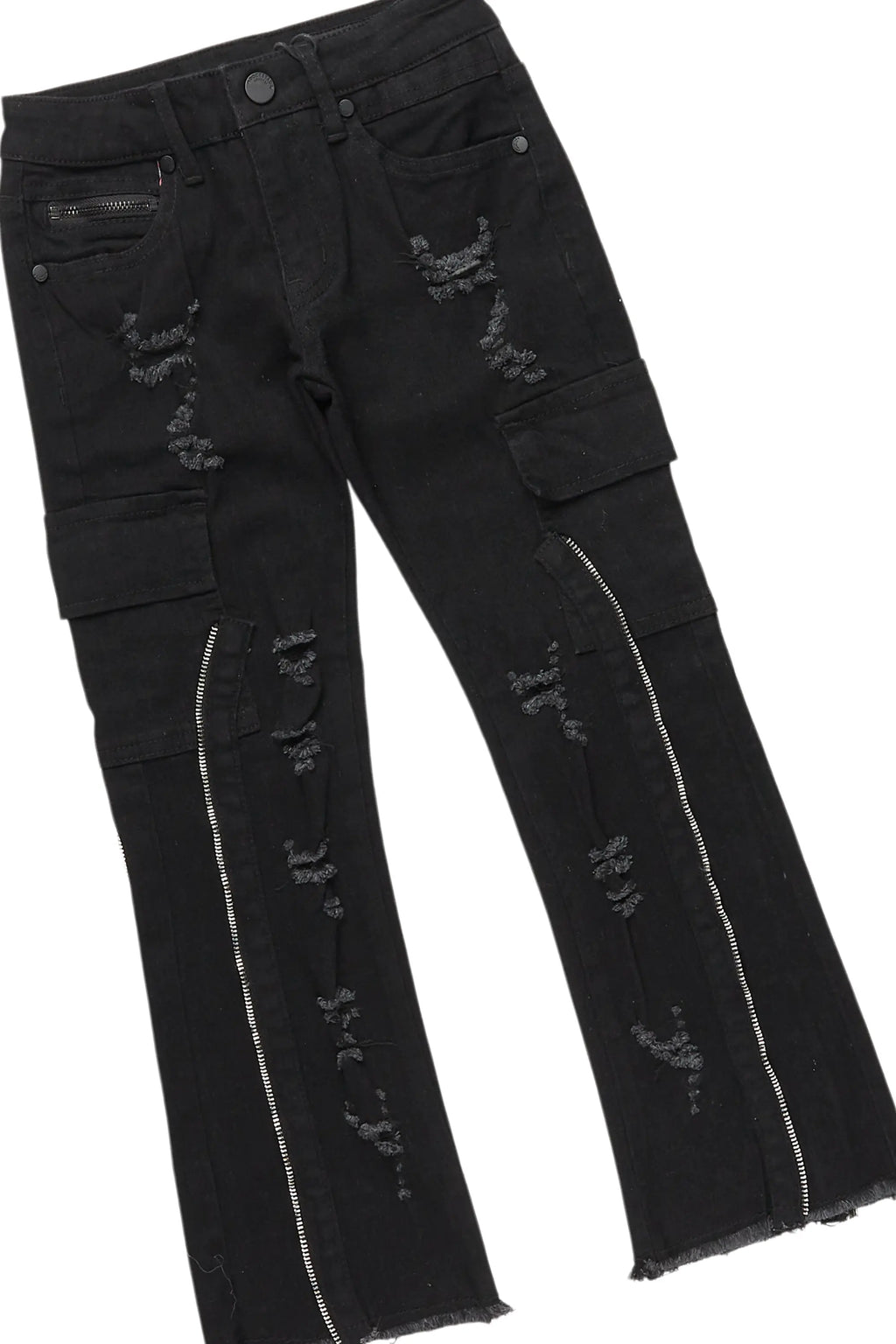 Boys Ponce Black T-Shirt/Stacked Flare Jean Set