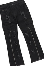 Boys Ponce Black T-Shirt/Stacked Flare Jean Set